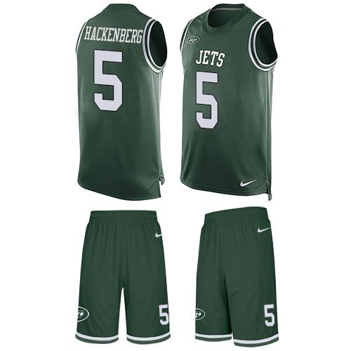 Nike Jets #5 Christian Hackenberg Green Team Color Men's Stitched NFL Limited Tank Top Suit Jersey